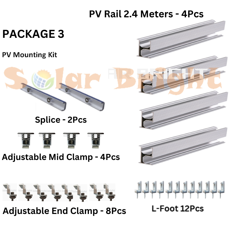 PV Aluminum Railings Roof Solar Panel Mounting Rail 2.4 Meter 2 or 4 ...
