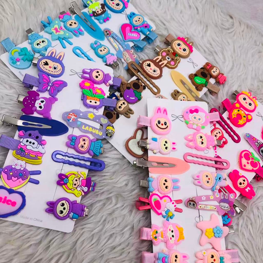 New Labubu Children's Hair Accessory Set Cute Cartoon Labubu Princess ...