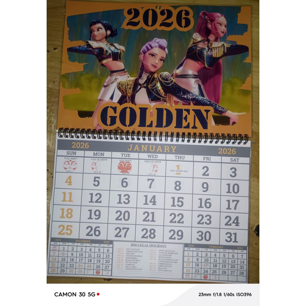 Huntrix Golden demon slayer calendar 2026 | Shopee Philippines