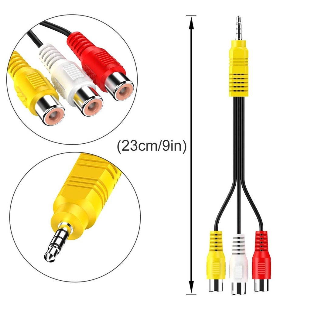 3.5mm Mini Aux Male Stereo To 3 RCA Female Audio Video AV Adapter Cable ...