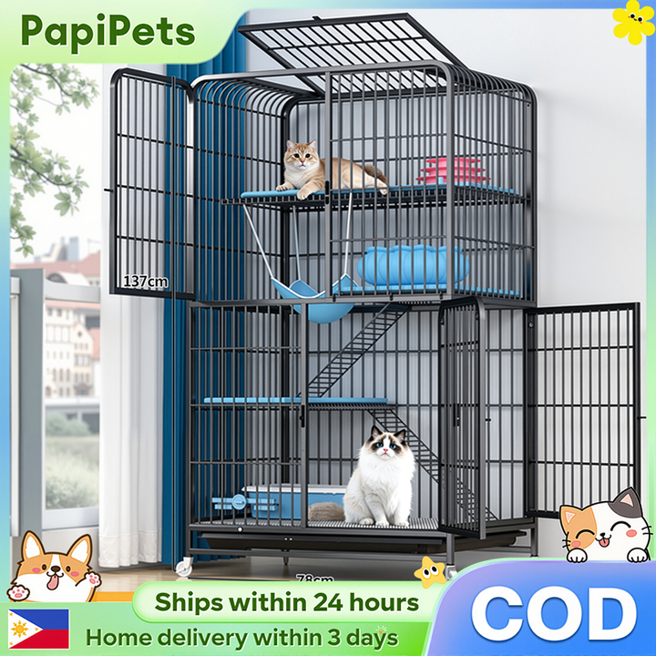 Cat Cage Heavy Duty 4 Tier Stackable Sturdy Metal Frame for Large Cats ...