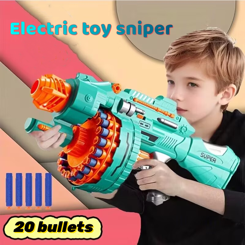 Electric soft bullet toy 20 soft bullet target continuous shooting foam ...