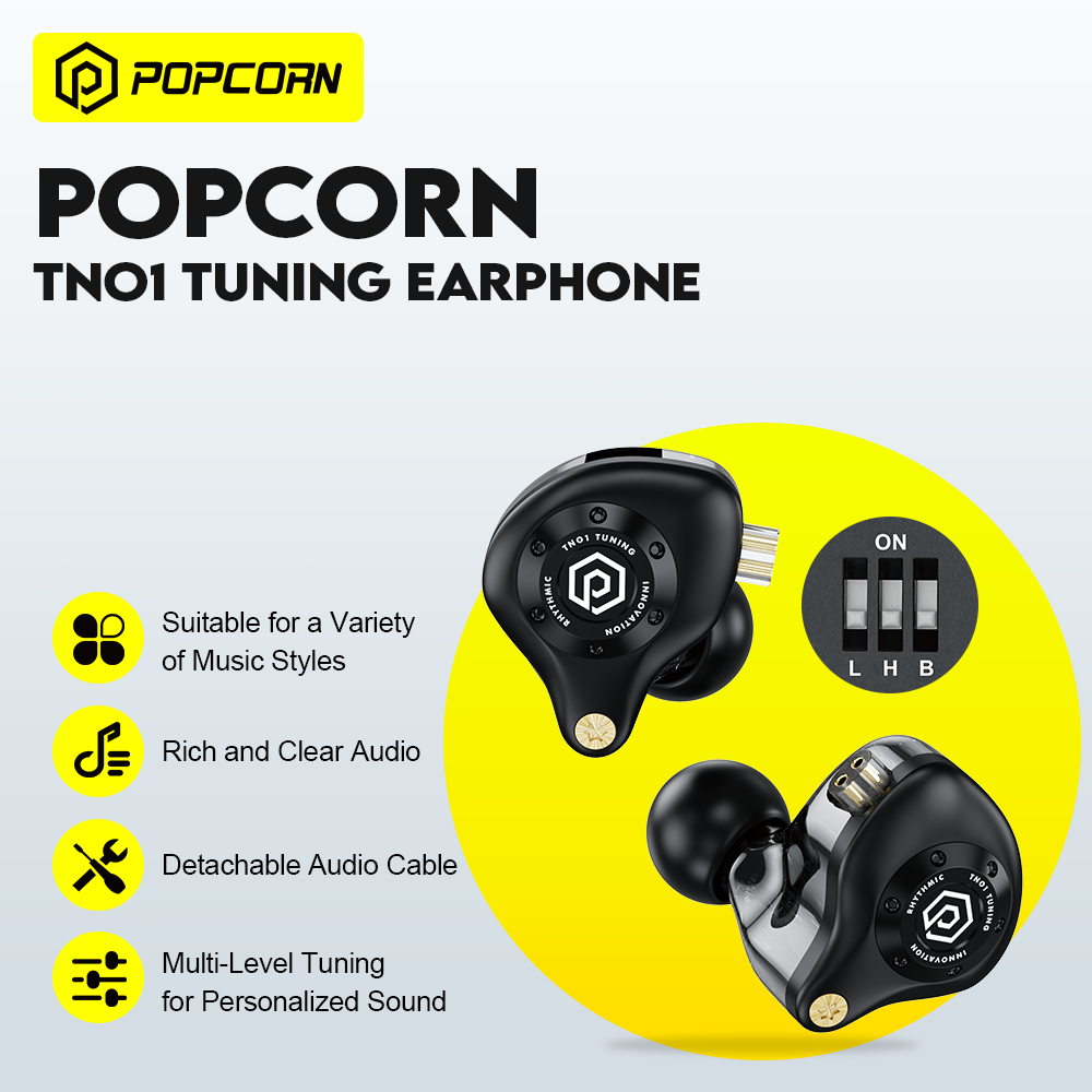 Popcorn TN01 Tuning Earphone Multi-level Sound Adjustment with 10mm ...