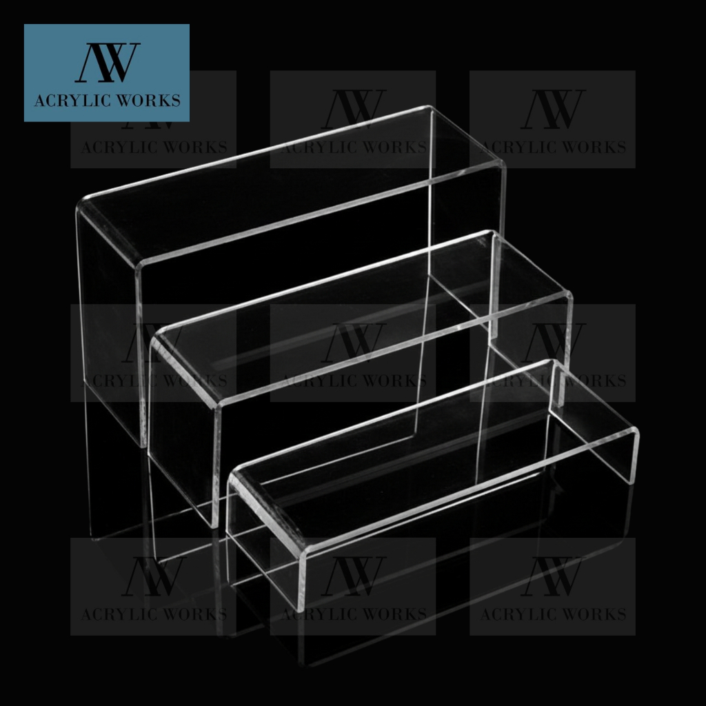 3Pcs Clear Acrylic Display Stand Rack 3mm Tabletop Riser Organizer ...