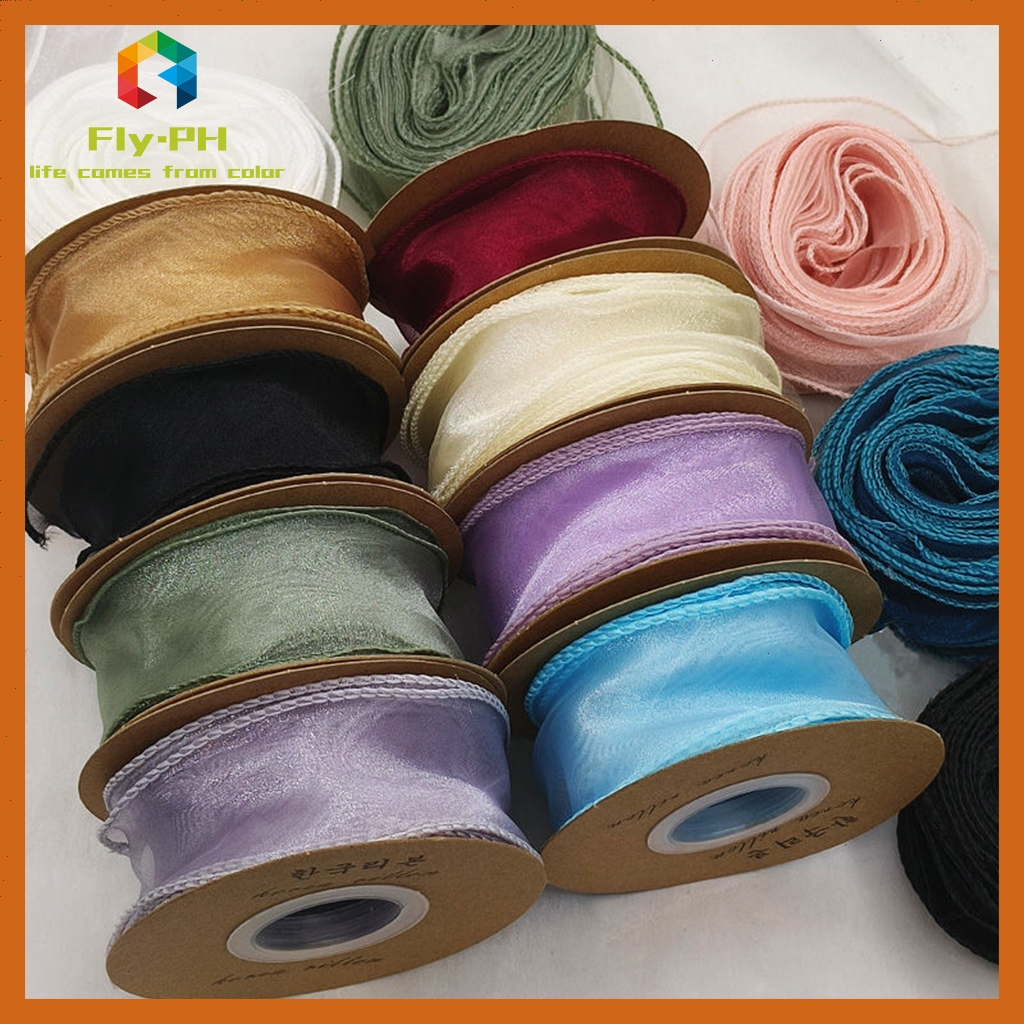 Fly|Ph 4cm/9m Plain Fishtail Ribbon Yarn With Wavy Edge Wrap Flower ...