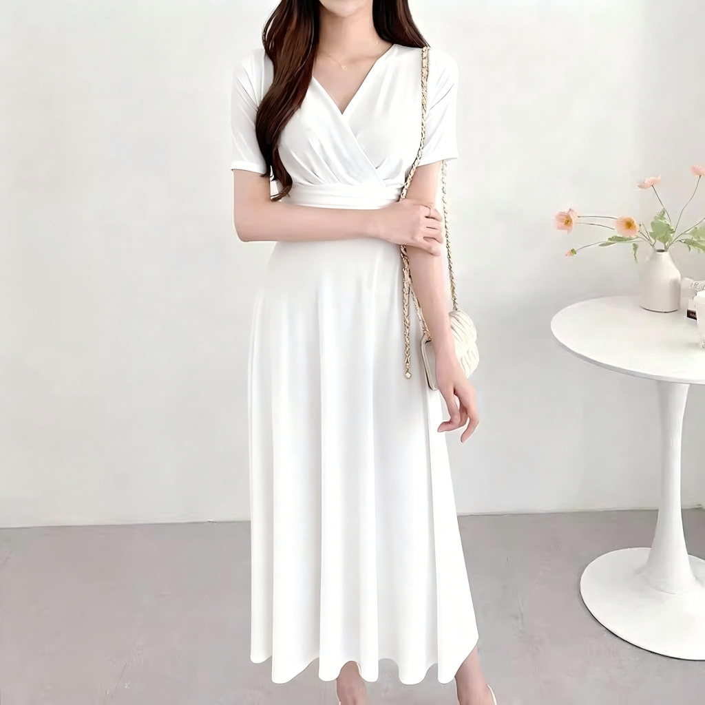 white dress shopee Shop wedding 3xl for Sale on Philippines quarter sleeves and tiered skirt provide a flowy look and feel Doce Maria Vestido Midi De