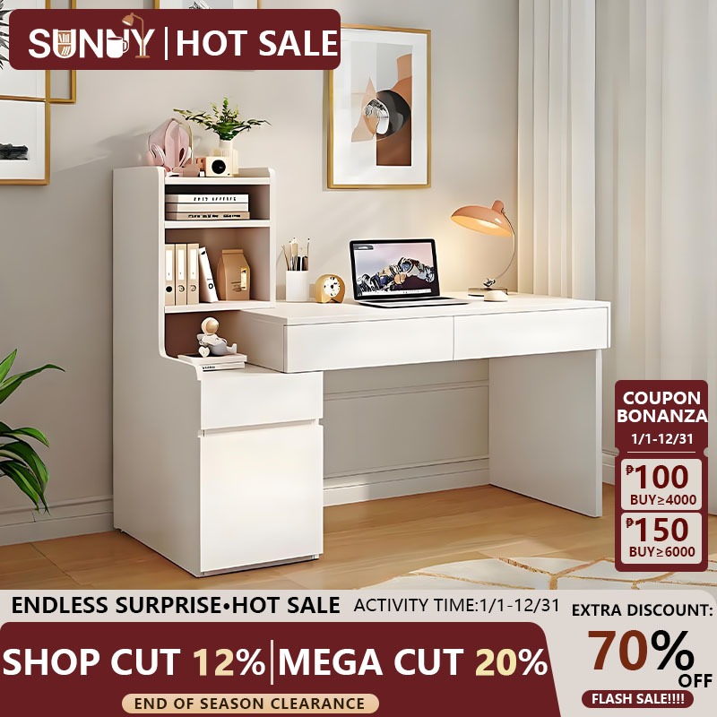 SUNNY Study Table With Drawer And Shelf Computer Desk Retractable Table ...