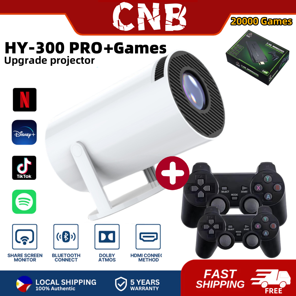 【CNB】HY300 PRO Projector game set 4K Full HD Smart Portable Projector ...