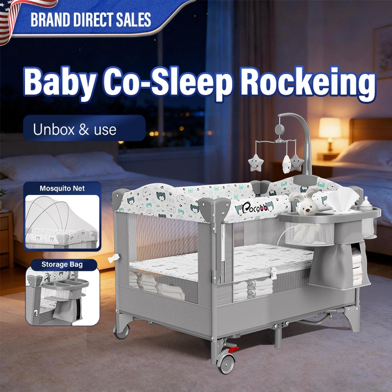 COCOBB baby rocking crib adjustable stitching big bed co-sleeper baby ...