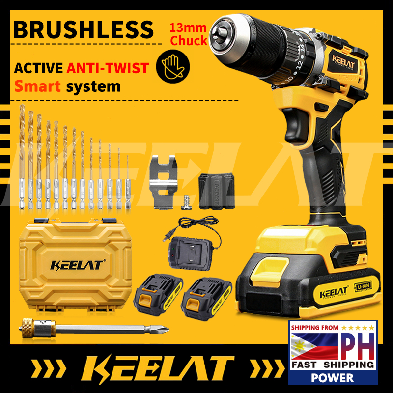 KEELAT KCD012 Smart Anti-Twist 13MM Chuck 20V Brushless Cordless Drill ...