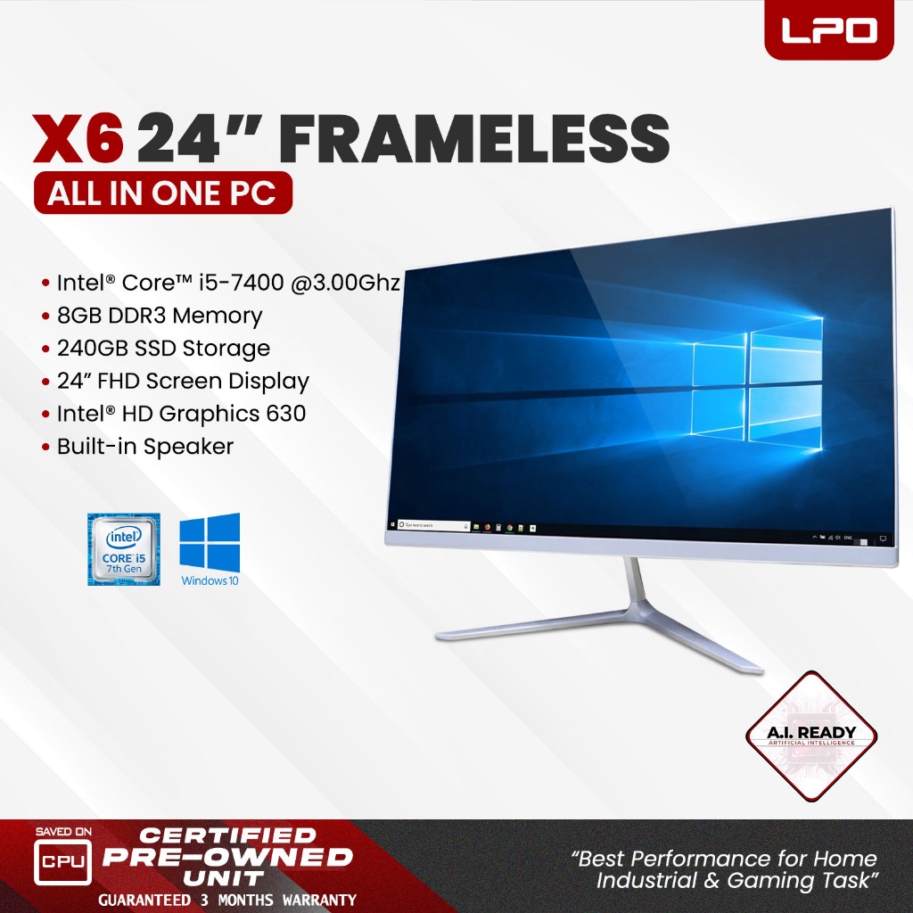 LPO Hailan X6 All in One PC Intel Core i5-7400 3.00Ghz 8GB DDR3 240GB ...