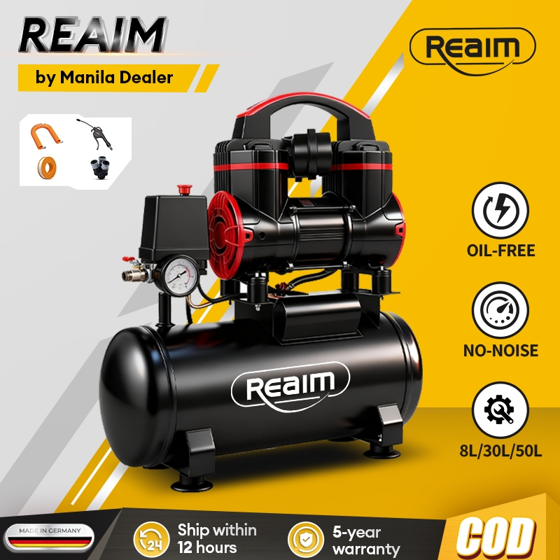 REAIM Air Compressor Portable Heavy Duty Oil-Free Silent 1100W/2200W 8L ...