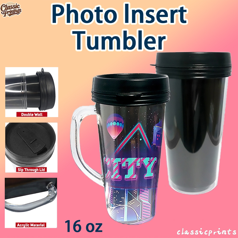 16oz Acrylic Photo Insert Tumbler | With/Without Handle-Removable Lid ...