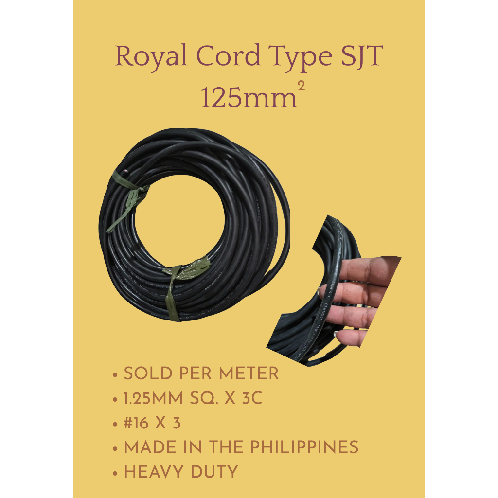 Royal Cord Type SJT 1.25mm² x 3C Heavy Duty Electrical Wire (Sold per ...