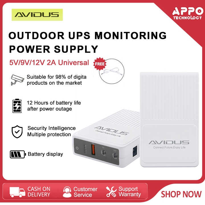 AVIDUS S110 10400mAh 2A Mini UPS Backup Power Supply 5V 9V 12V Voltage ...