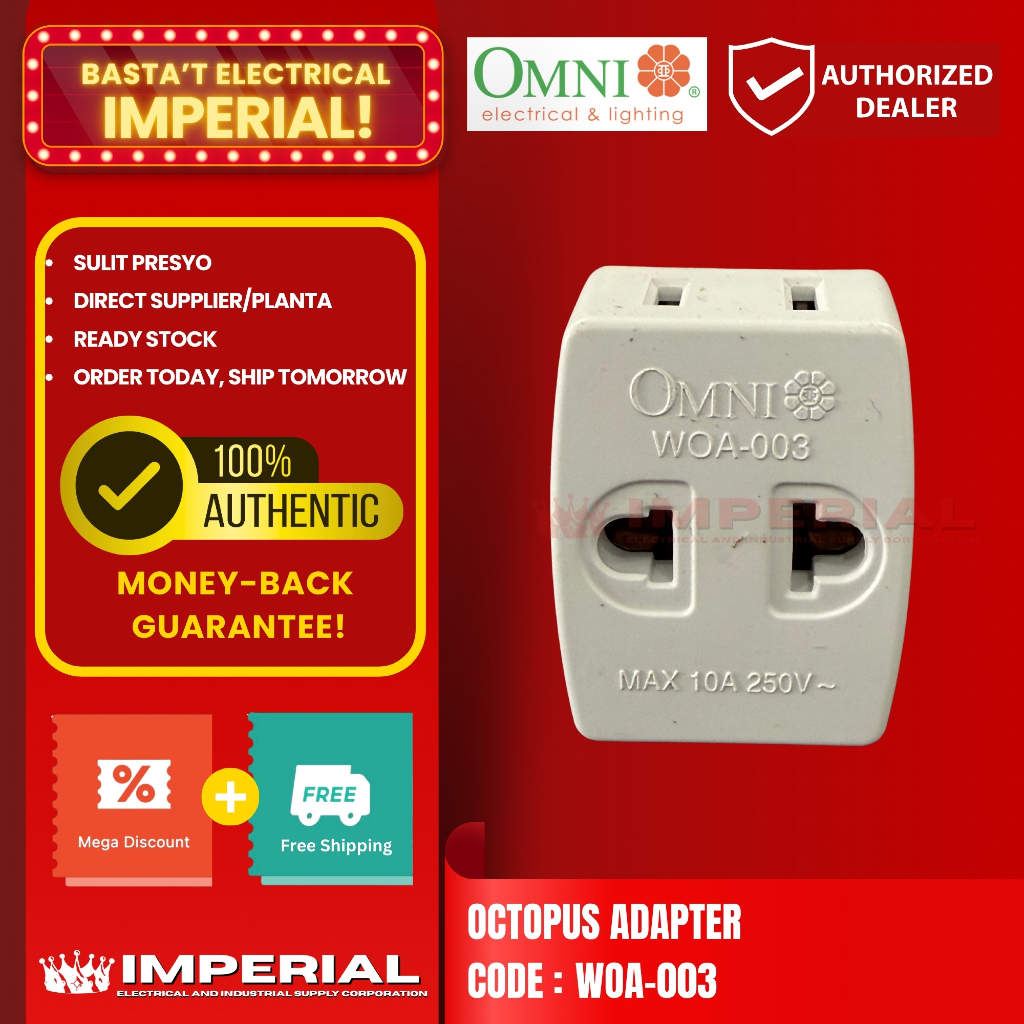 Omni by IMPERIAL Octopus Socket Adapter 10A 250V ( Adaptor Outlet Plug ...