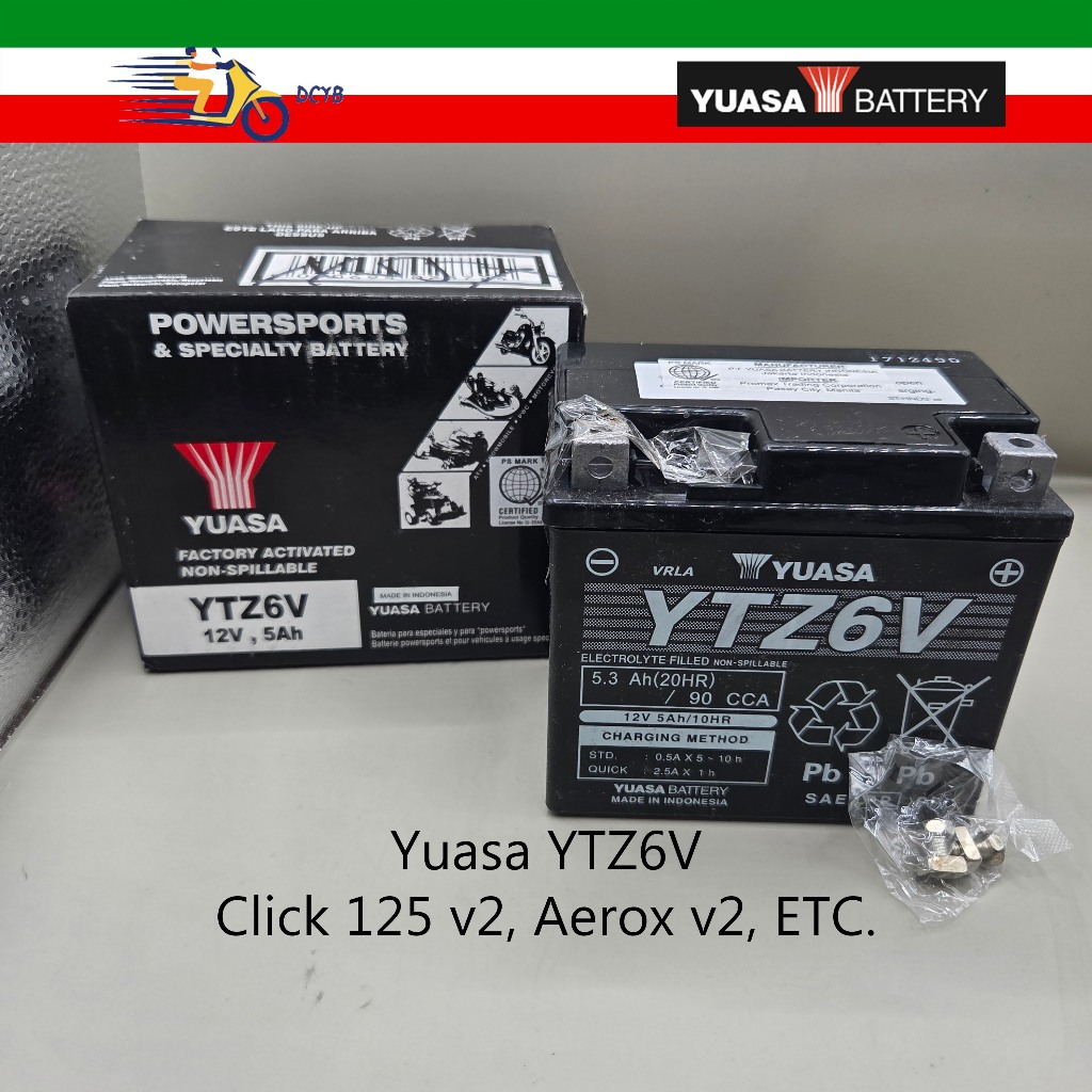 Yuasa Battery YTZ6V Honda Click 125 v2, Yamaha Aerox v2 | Shopee ...