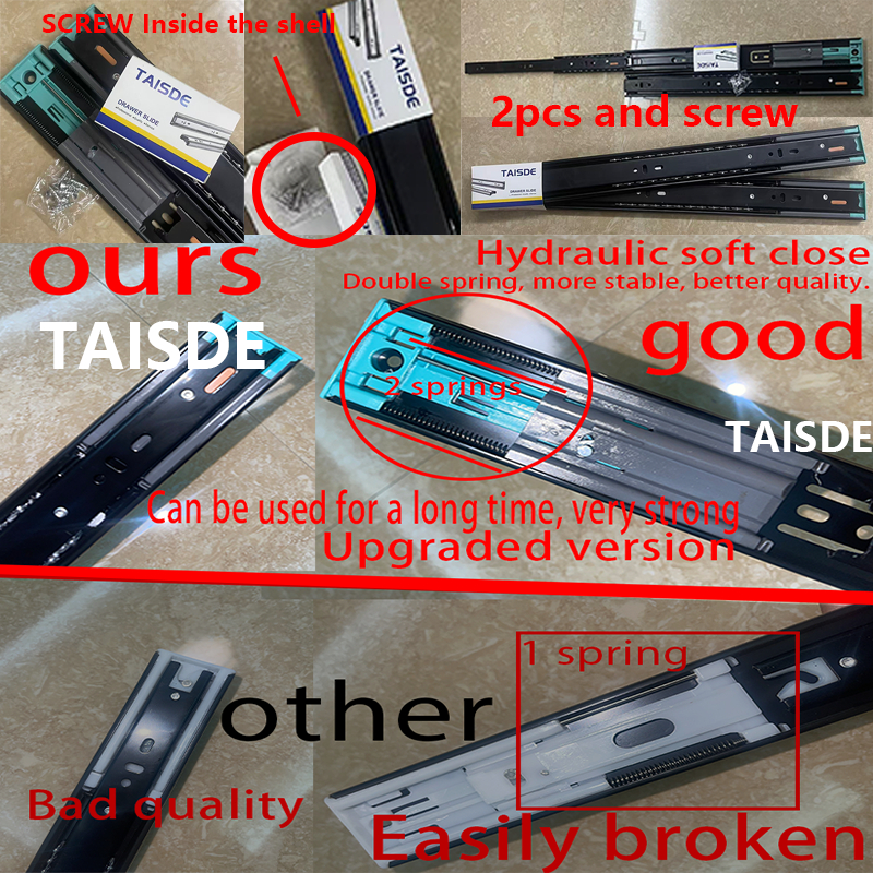 Soft Close Drawer Guide Heavy Duty Hydraulic soft closing Drawer Slide ...