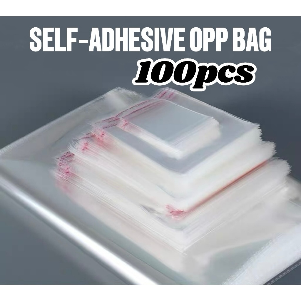 (100 Pcs) Clear Transparent OPP Plastic Bags with Adhesive / Durable ...