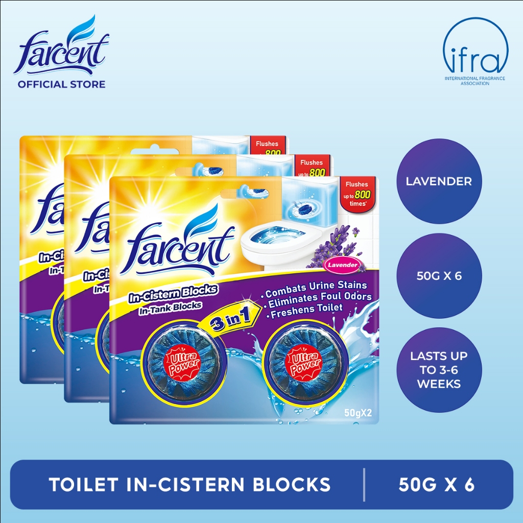 Farcent Toilet/ Cistern Blocks - Lavender Set of 3 (50g each) | Shopee ...