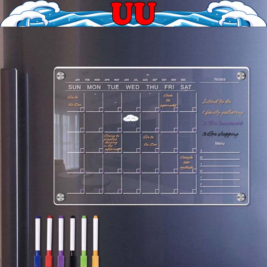 Magnetic Dry Erase Calendar Board Clear Acrylic Fridge Planner for ...