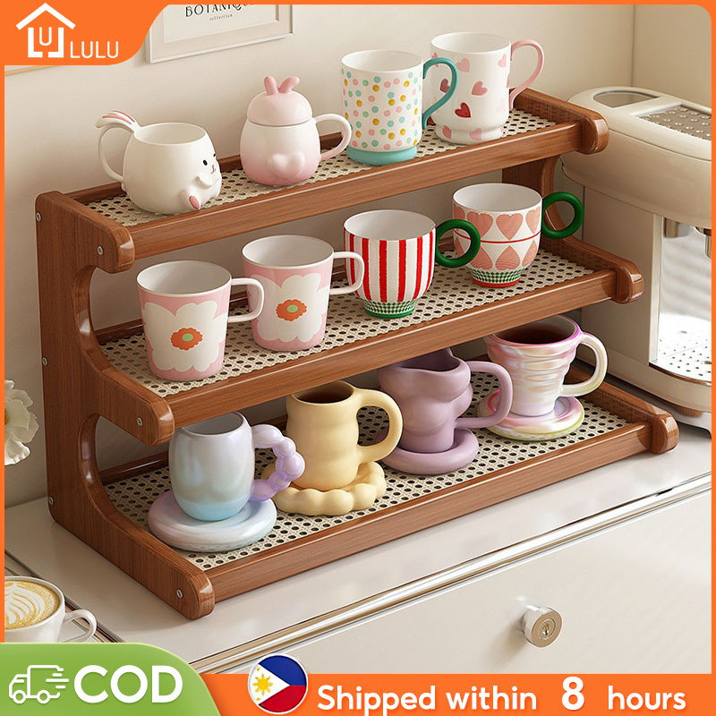 LULU Wooden Kitchen Rack Table Storage Rack 2/3 Layers Bookshelf ...