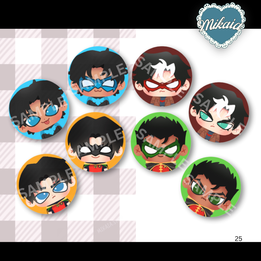 DC BATFAM ROBINS BUTTON PINS | JASON TODD RED HOOD NIGHTWING TIM DRAKE ...