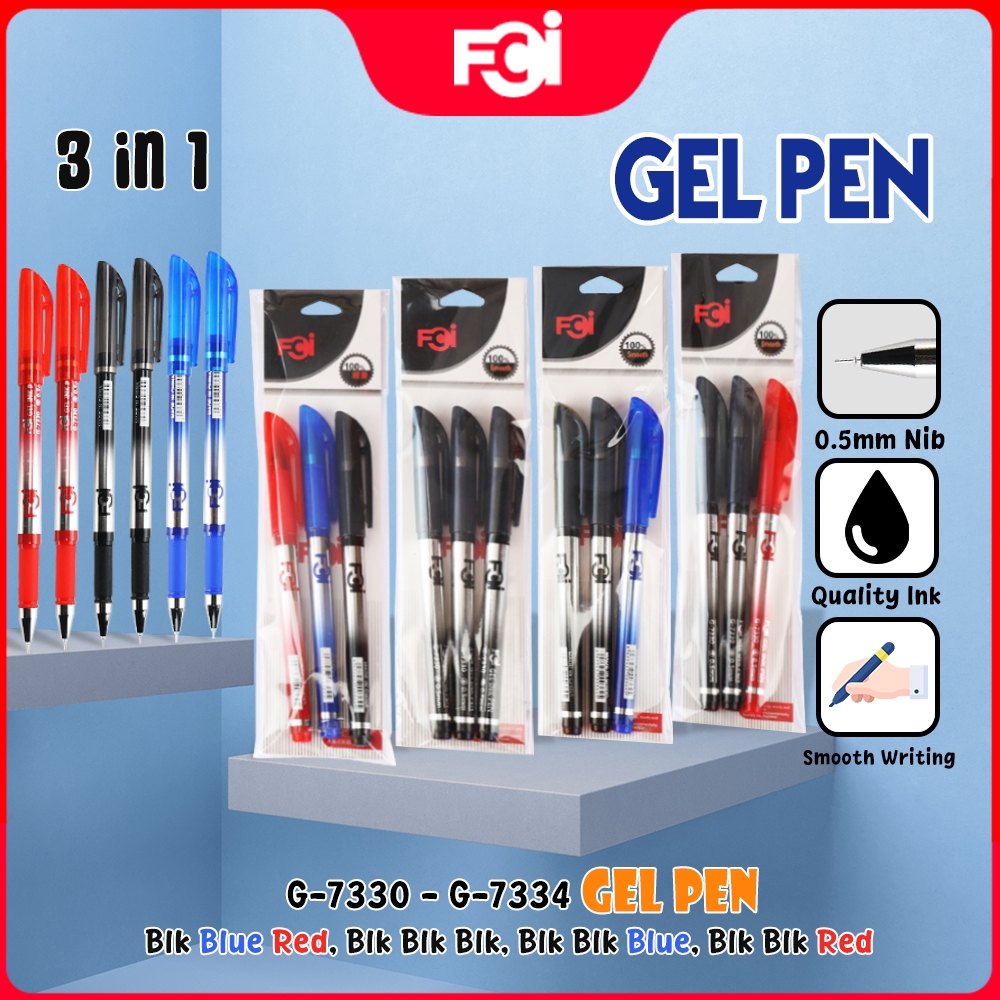 FCI Gel Ink Pen Set 3 in 1 Ballpen Sign Pen Gel Ink Pen 0.5mm 3 set ...