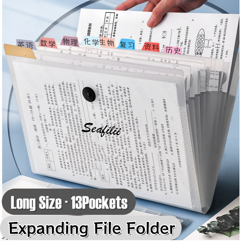 Long Expanding File Folder Document Storage 13Pockets Long Bond Paper ...