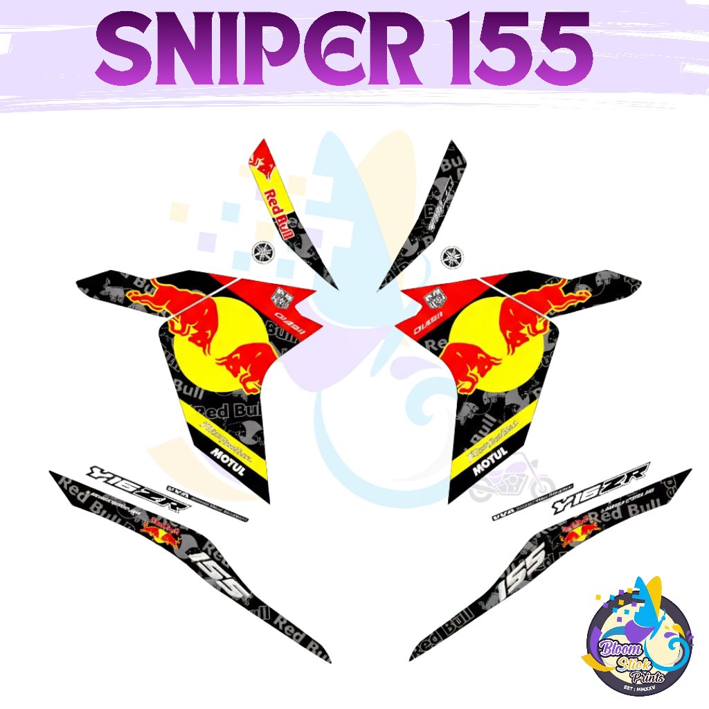 YAMAHA SNIPER 155 BULLRED DESIGN - PREMIUM LAMINATED STICKER | Shopee ...