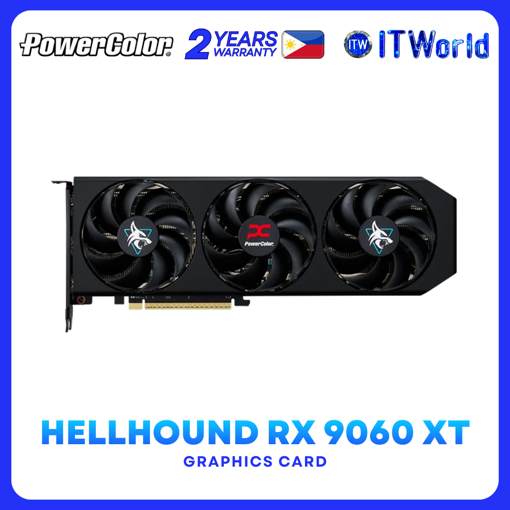 PowerColor Hellhound RX 9060 XT 16GB GDDR6 PCIe 5.0 Triple Fan Graphics ...