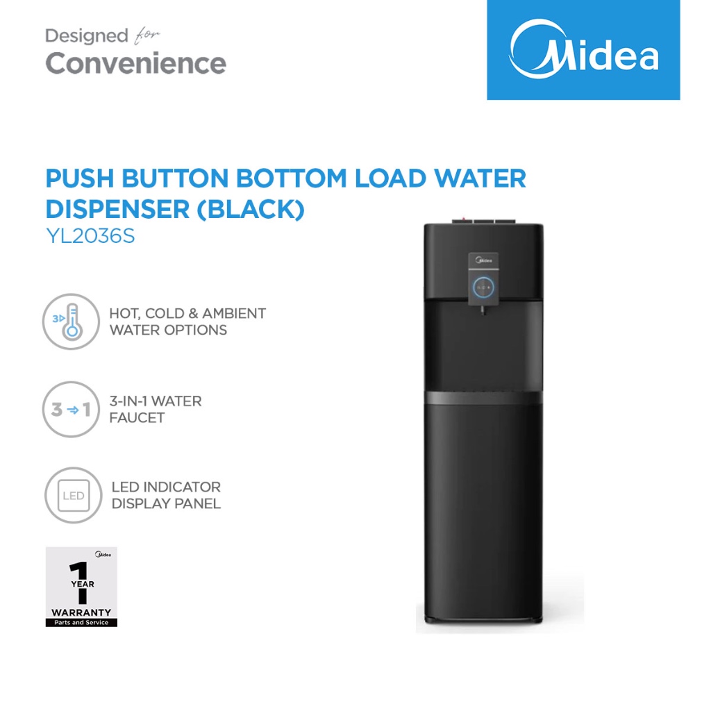 Midea Push Button Bottom Load Water Dispenser (Black) | Shopee Philippines