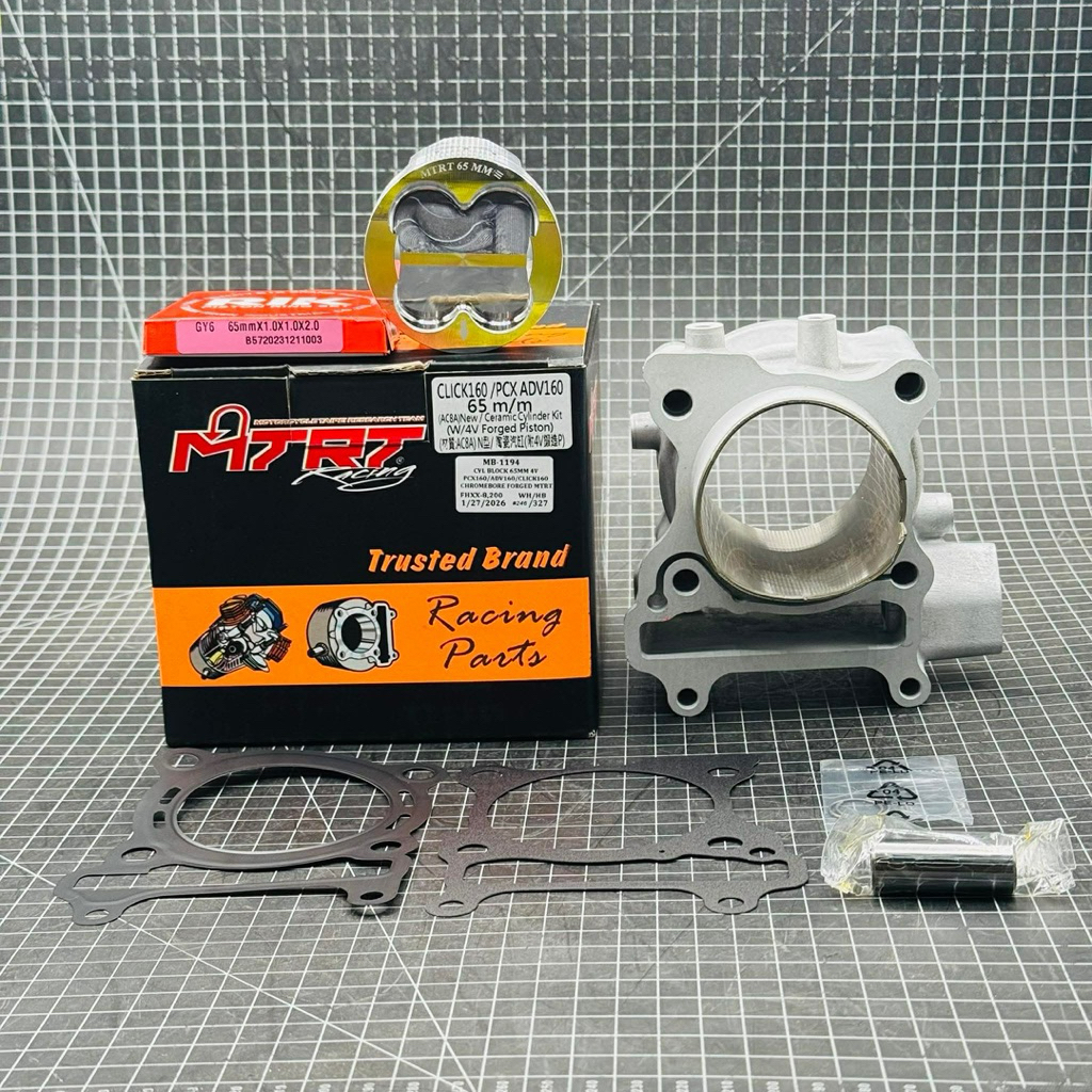MTRT CYLINDER BLOCK CHROMEBORE FORGED PISTON 65MM PCX/ADV160/CLICK 160 ...