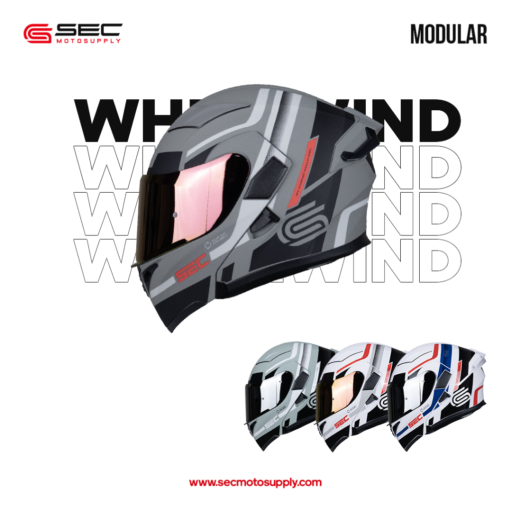 SEC Modular Helmet For Motorcycle Whirlwind Pista (Gloss/Matte) (M-XL ...