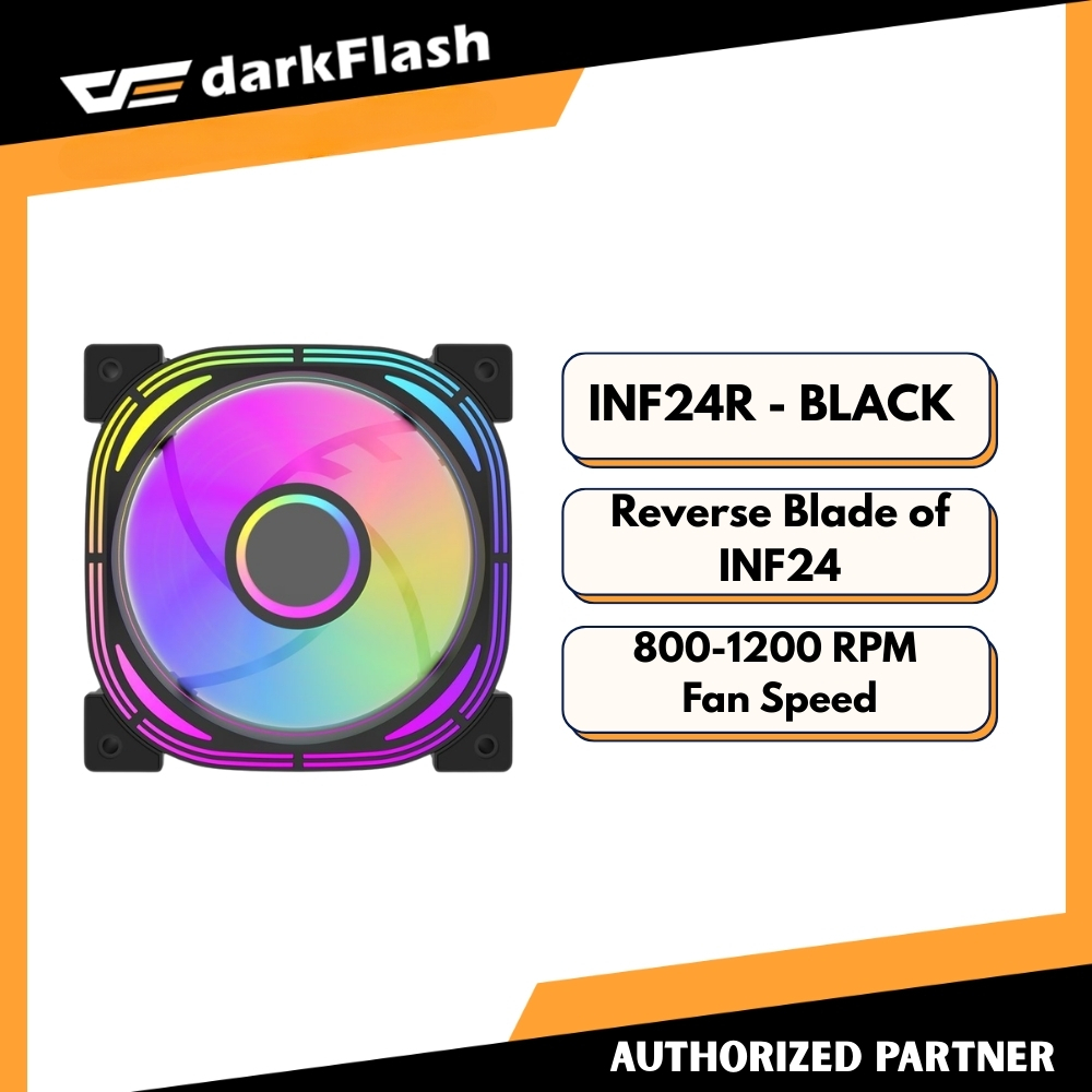 Darkflash INFINITY 24R A-RGB REVERSE BLADE COOLING FAN BLACK | Shopee ...