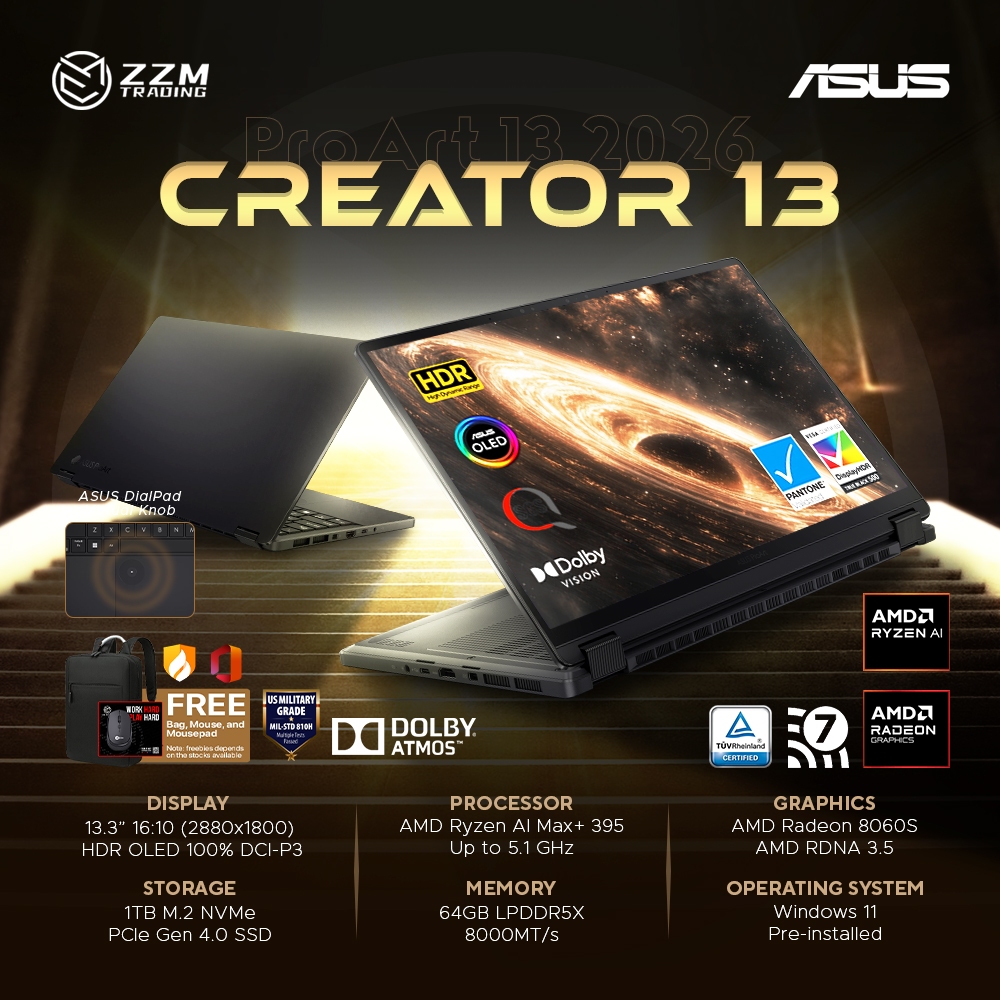 ASUS ProArt PX13 2026 Ryzen AI MAX+ 395 64GB 1TB 2.8K OLED Touch 13.3 ...