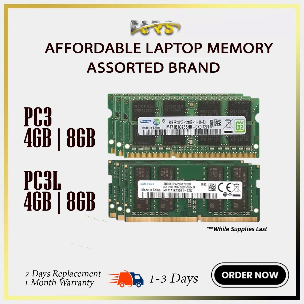 AFFORDABLE LAPTOP MEMORY - ASSORTED BRAND | PC3/DDR3 4GB-8GB | PC3L ...