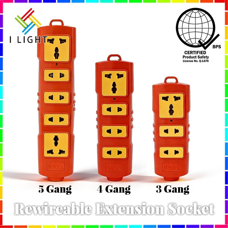 (Fast Delivery)Rewireable Extension Socket 3/4/5 Gang Rewireable Power ...