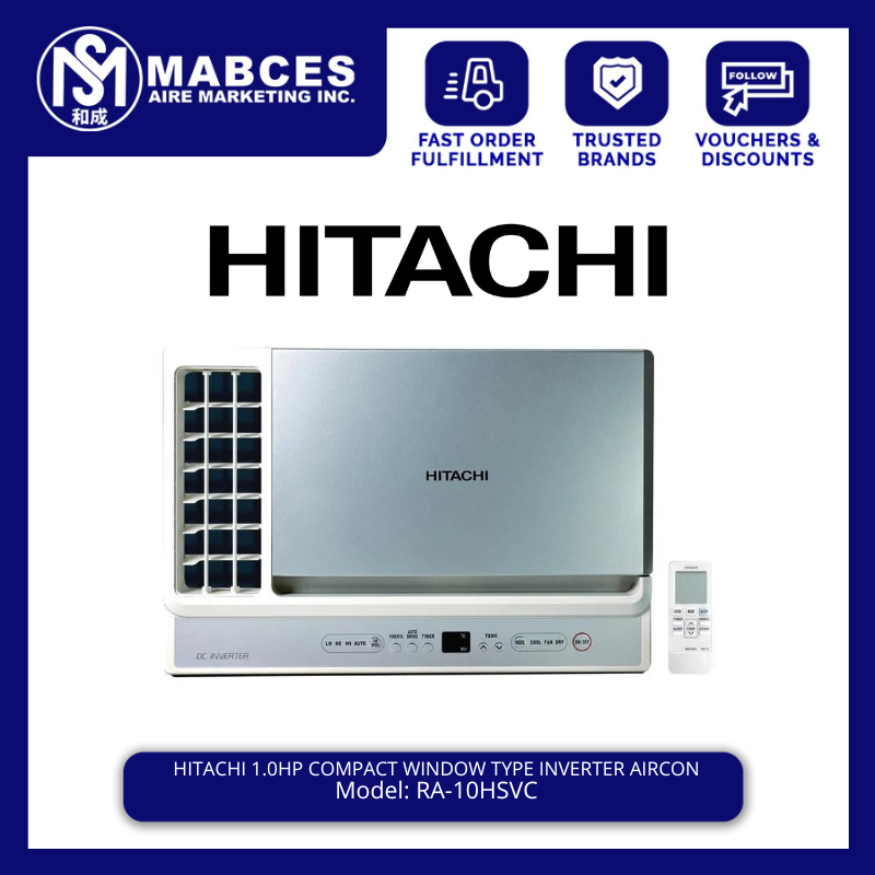 Hitachi RA-10HSVC 1.0HP Compact Window Type Inverter Aircon | Shopee ...