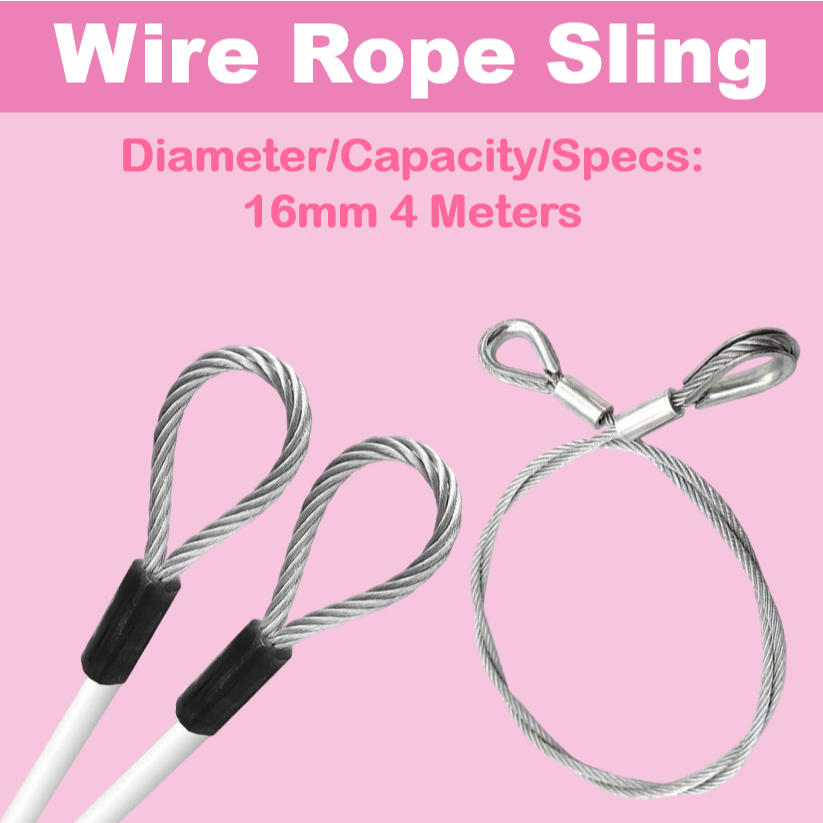 Wire Rope Sling 16mm 4 Meters Eye-to-Eye Sling Crane Lifting Sling ...