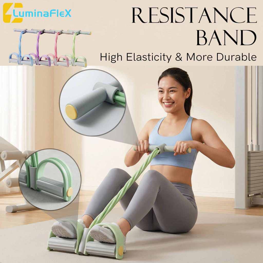 LuminaFlex Foot Pedal Resistance Band Tension Rope Fitness Exercise ...