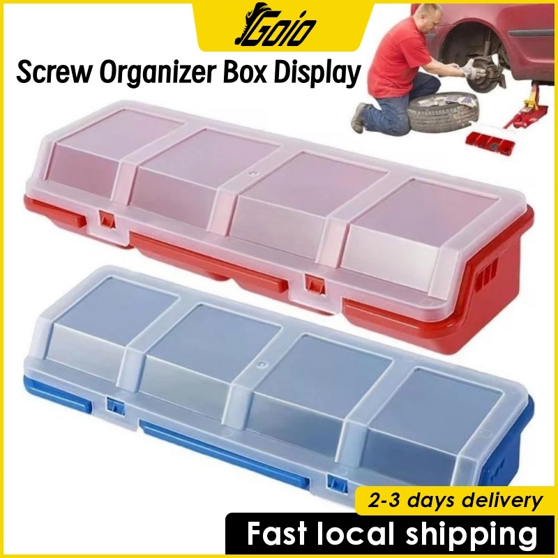 Screw Organizer Box 4 Compartments Plastic Tool Storage Box with Lid ...