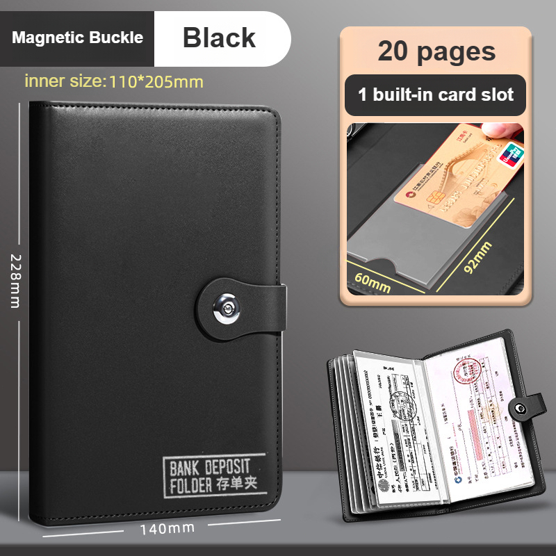 B6 Leather Bill Storage Book Deposit Book Folder Receipt Money Cash ...