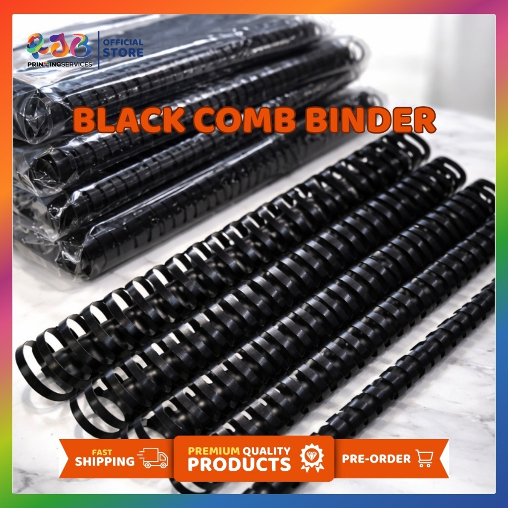 Black Plastic Ring Binder | Comb Binder Black Transparent | 10 PCS Per ...