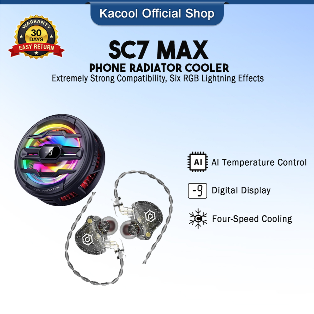 KACOOL SC7 Max Cooler & X8 Pro Combo - Magnetic Phone Cooler with 6 RGB ...