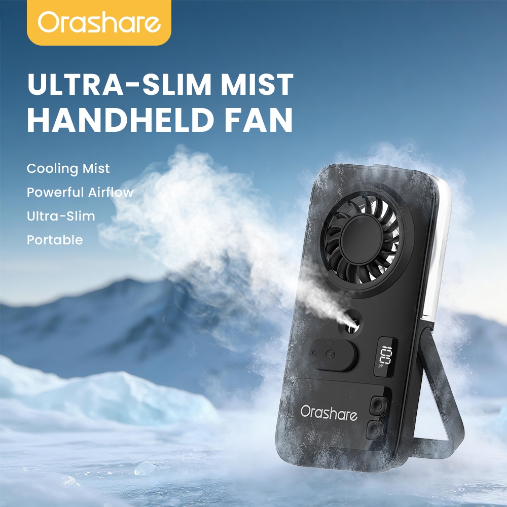 Orashare HFM02 Portable Mist Fan 1200mAh Rechargeable Handheld Fan 4 ...