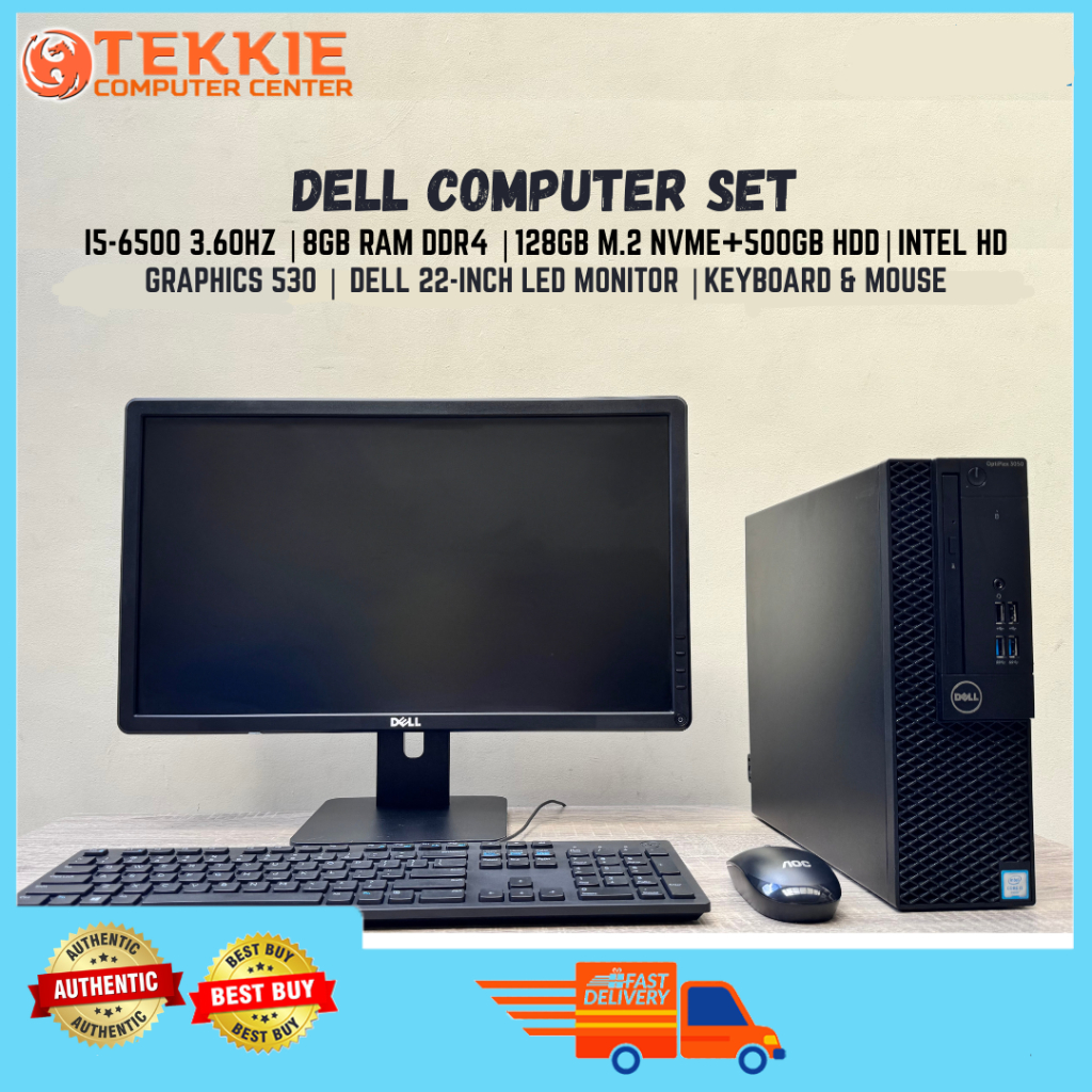Dell Desktop Computer Set I5-6500 | 8GB RAM DDR4 | 128GB M.2 NVME+500GB ...