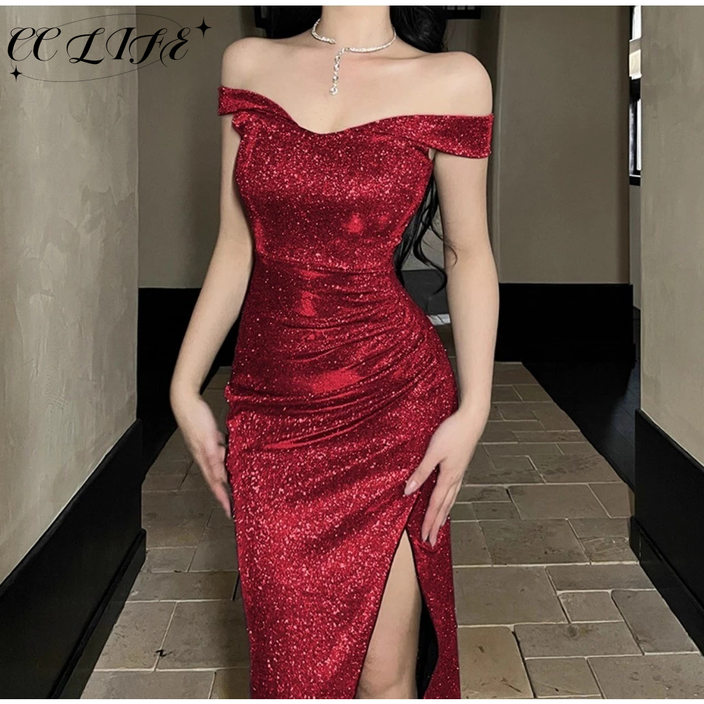 red dress shopee Korean Sexy Slim Fit Holiday Party Evening 2026 Fashion Women summer casual elegant red dress supremacy ❤️👠 Find