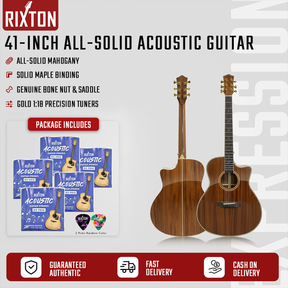 RIXTON 41inch Solid Acoustic Guitar Professional Acoustic Guitar for ...