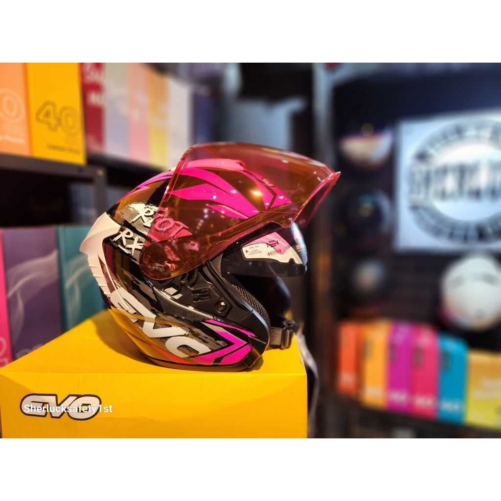 EVO HELMET Rx 5 RIOT 2 Half Face Dual Visor w/ Free Clear Lens | Shopee ...